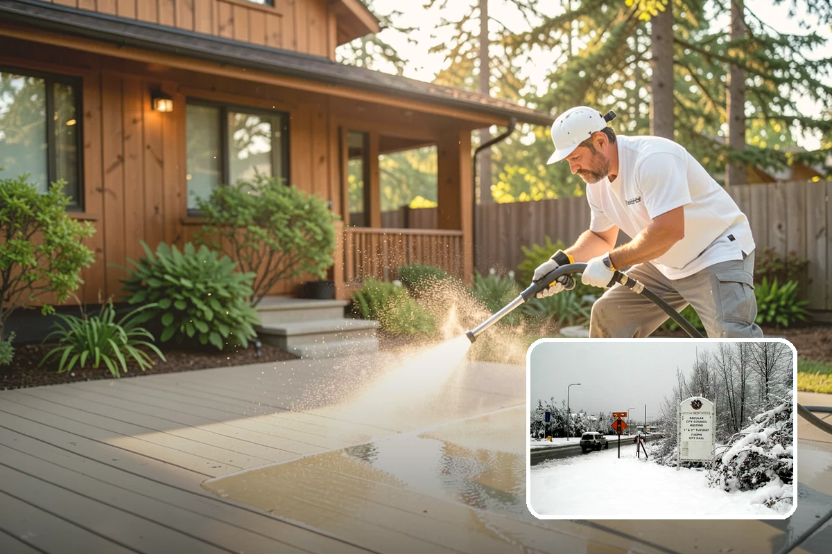 Soft Deck Washing in Newcastle, King County, WA - Cleans without splintering or furring the wood