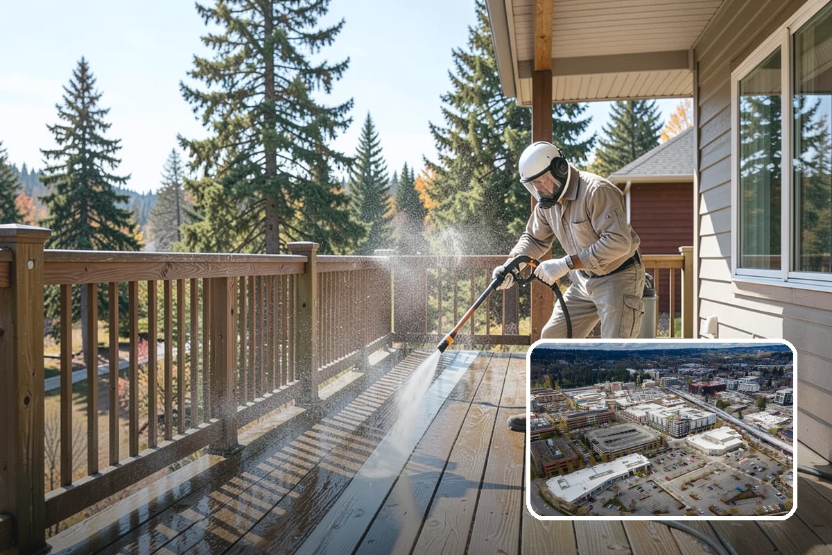 Soft Deck Washing in Redmond, King County, WA - Cleans without splintering or furring the wood