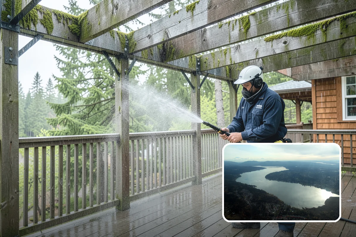 Soft Deck Washing in Sammamish, King County, WA - Cleans without splintering or furring the wood