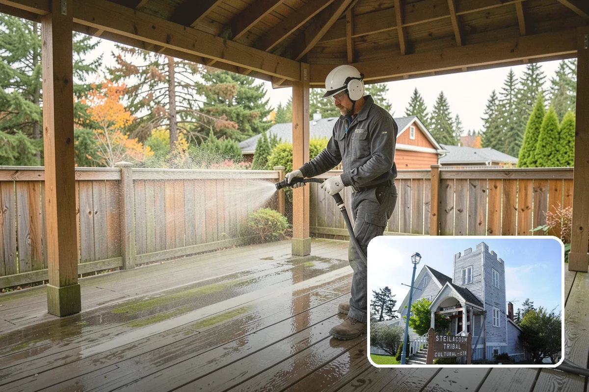 Soft Deck Washing in Steilacoom, Pierce County, WA - Cleans without splintering or furring the wood