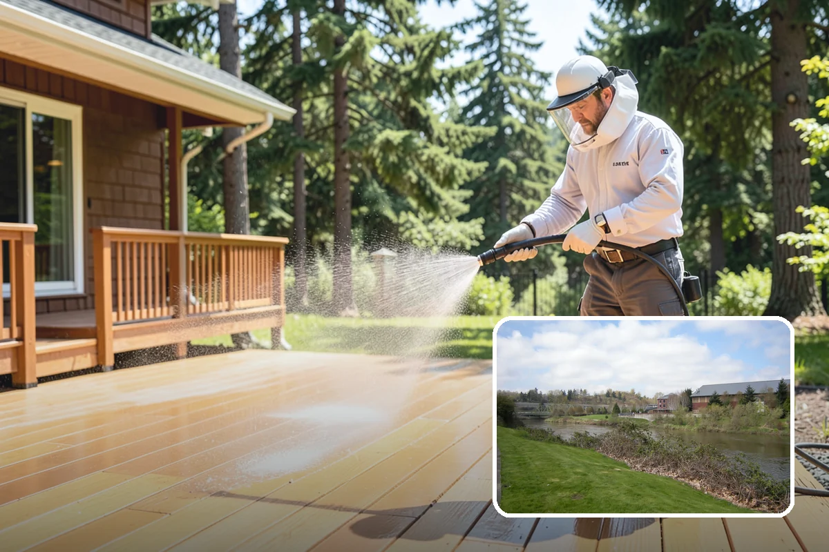 Soft Deck Washing in Tukwila, King County, WA - Cleans without splintering or furring the wood