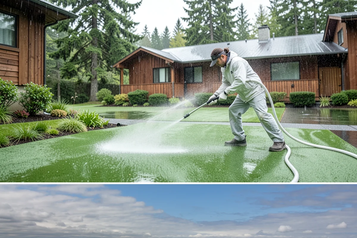 Soft Deck Washing in University Place, Pierce County, WA - Soft wash decks in warm, dry summer weather to allow proper drying afterward.