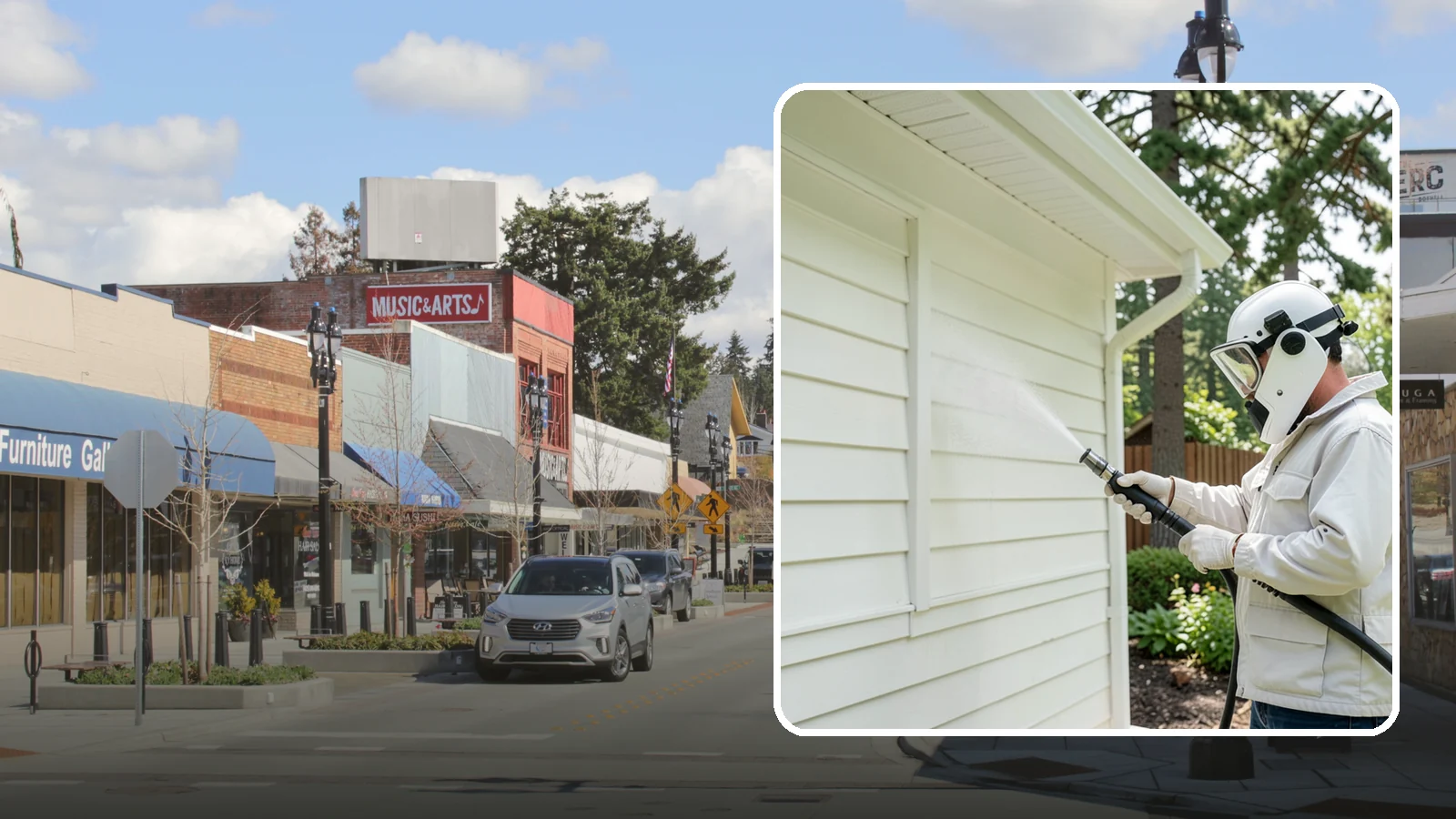 Soft House Washing in Bothell, King County, WA - Soft house washing uses low pressure and specialized detergents to clean delicate siding without the risk of gouging or water...