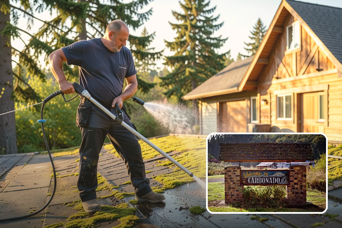 Soft House Washing in Carbonado, Pierce County, WA - Eliminates the danger of water pushed behind siding