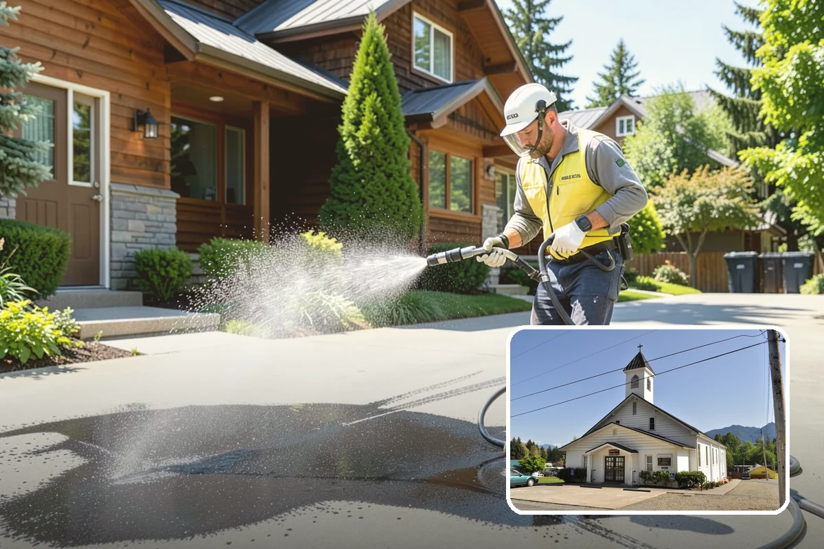 Soft House Washing in Concrete, Skagit County, WA - Eliminates the danger of water pushed behind siding