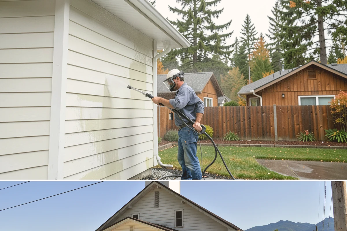Soft House Washing in Concrete, Skagit County, WA - The drier stretches from June through September let the low-pressure rinse dry cleanly and slow future regrowth.