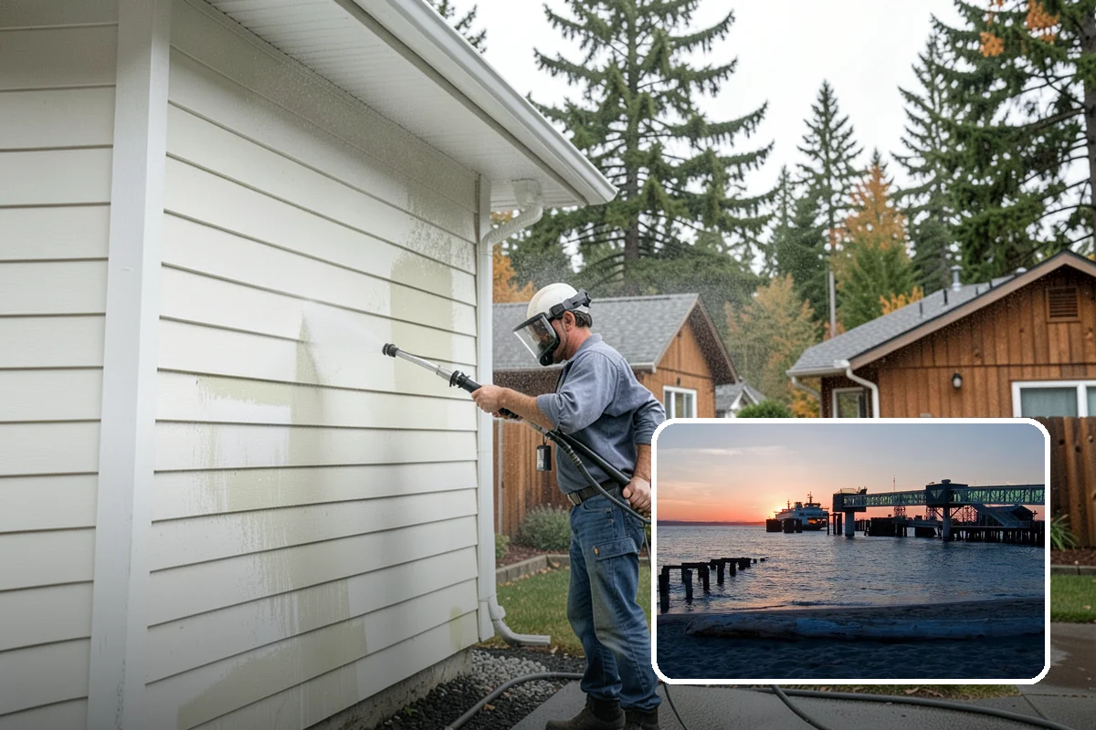 Soft House Washing in Edmonds, Snohomish County, WA - Eliminates the danger of water pushed behind siding
