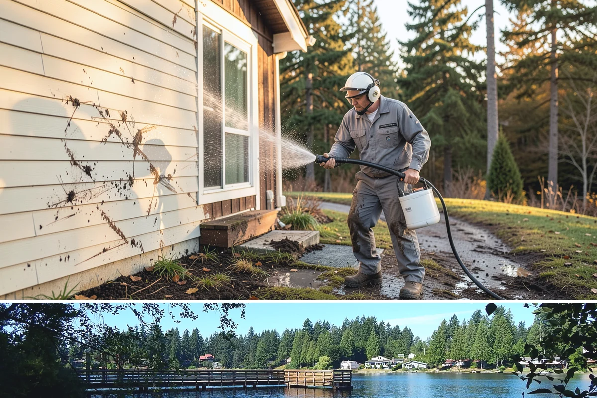 Soft House Washing in Federal Way, King County, WA - The drier stretches from June through September let the low-pressure rinse dry cleanly and slow future regrowth.