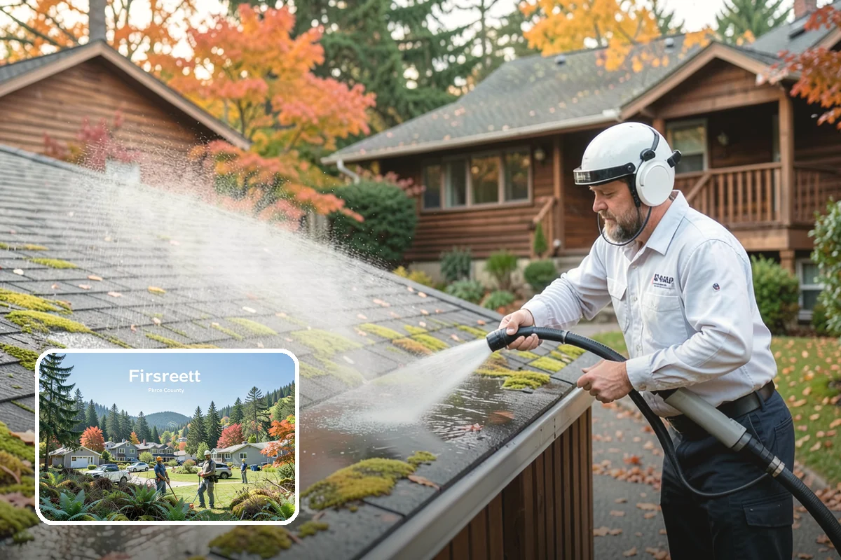 Soft House Washing in Fircrest, Pierce County, WA - Eliminates the danger of water pushed behind siding