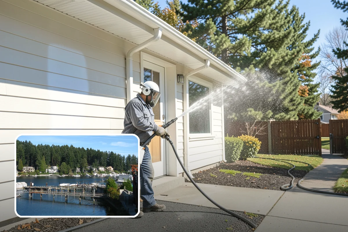 Soft House Washing in Gig Harbor, Pierce County, WA - Eliminates the danger of water pushed behind siding