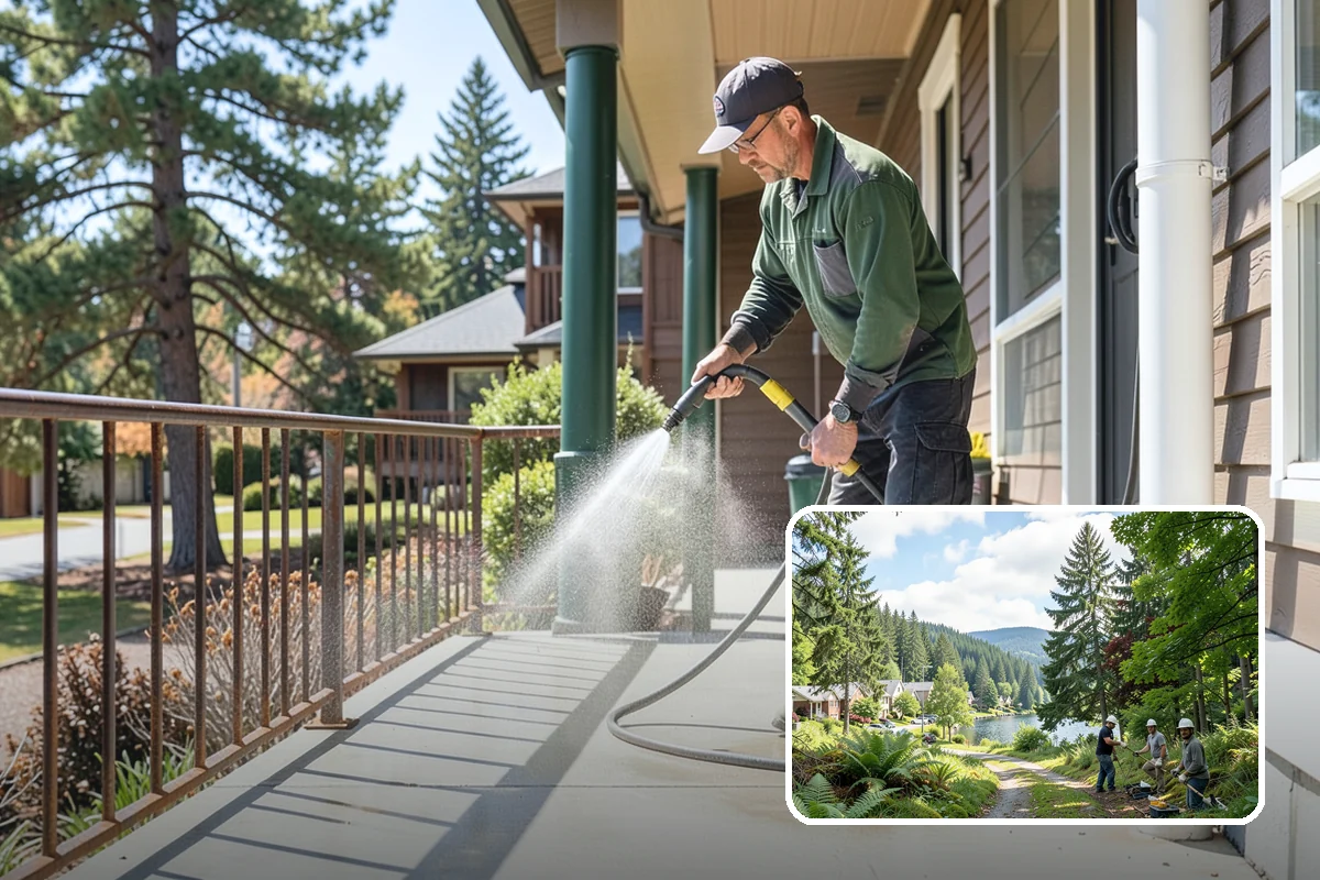 Soft House Washing in Lake Forest Park, King County, WA - Eliminates the danger of water pushed behind siding