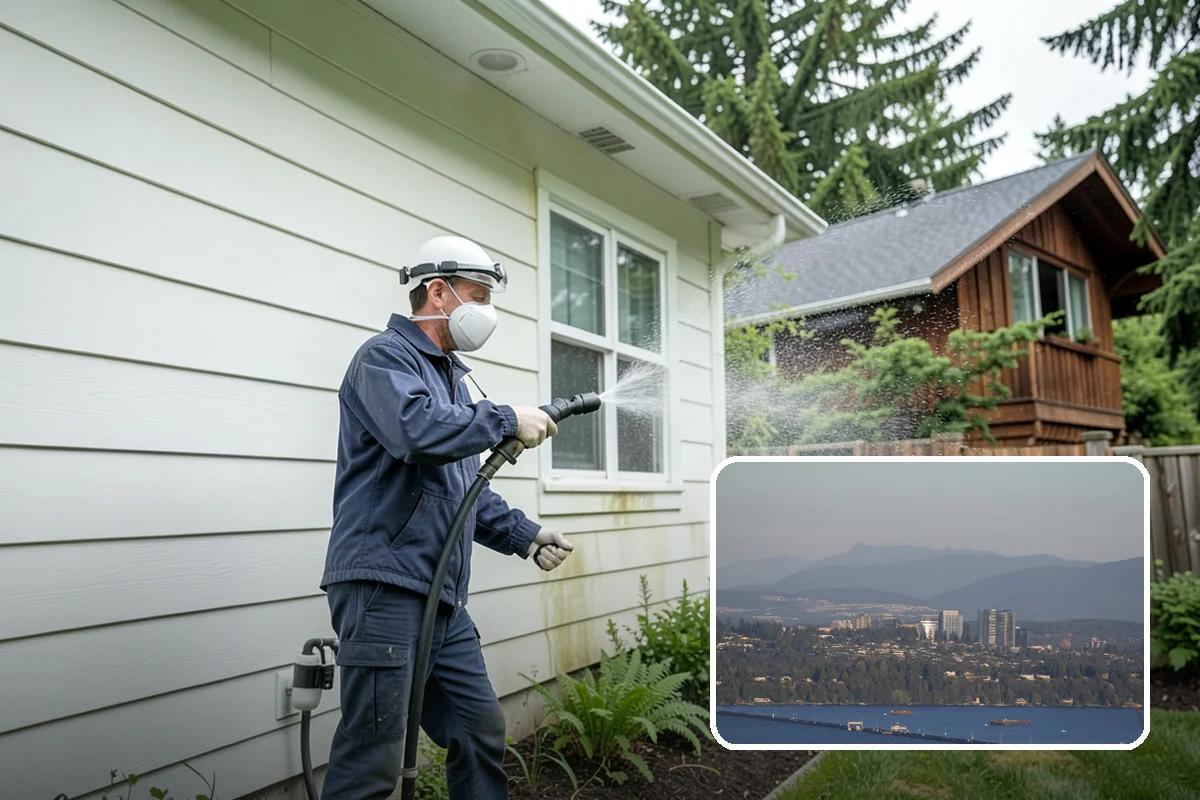 Soft House Washing in Medina, King County, WA - Eliminates the danger of water pushed behind siding