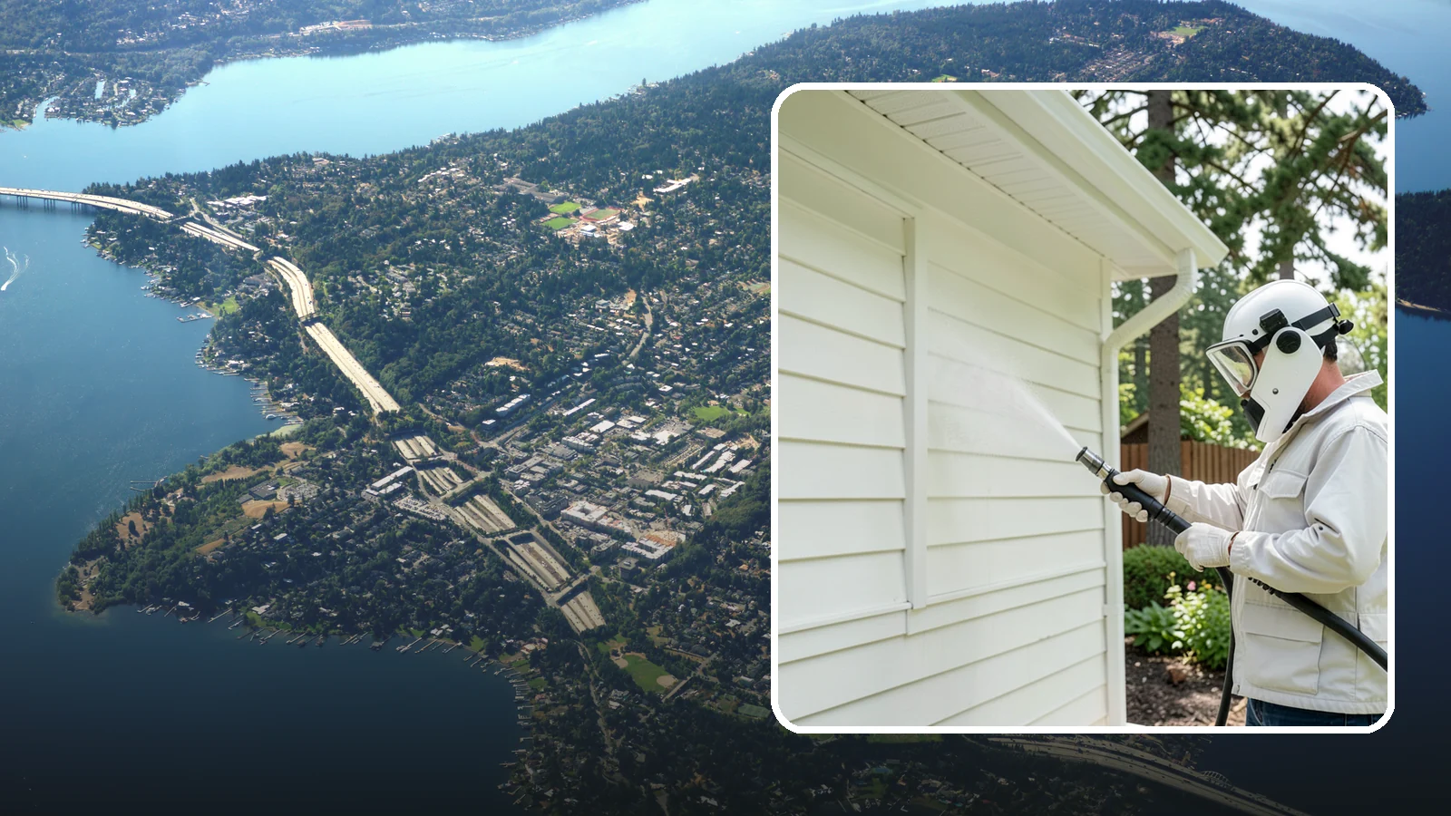 Soft House Washing in Mercer Island, King County, WA - Soft house washing uses low pressure and specialized detergents to clean delicate siding without the risk of gouging or water...