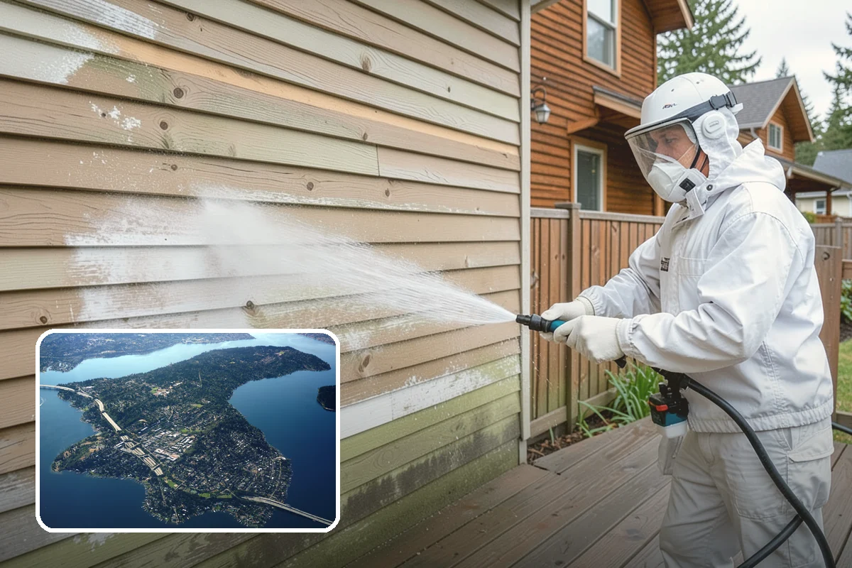 Soft House Washing in Mercer Island, King County, WA - Eliminates the danger of water pushed behind siding