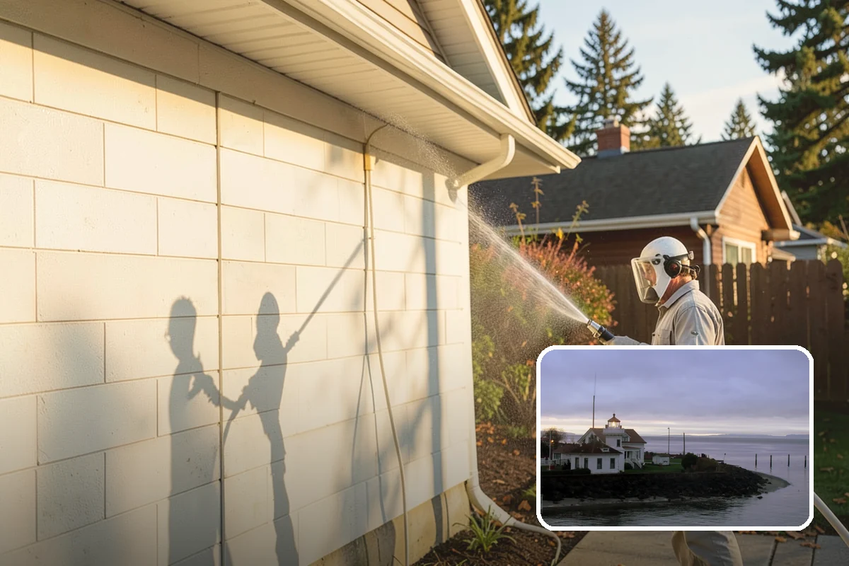 Soft House Washing in Mukilteo, Snohomish County, WA - Eliminates the danger of water pushed behind siding