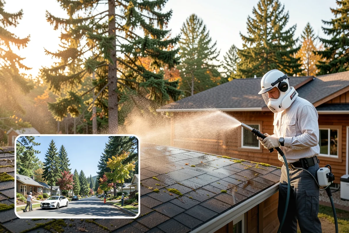 Soft House Washing in Orting, Pierce County, WA - Eliminates the danger of water pushed behind siding