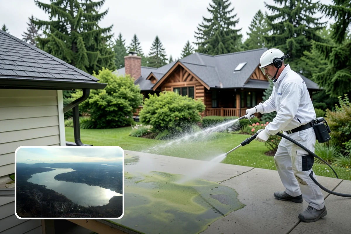 Soft House Washing in Sammamish, King County, WA - Eliminates the danger of water pushed behind siding