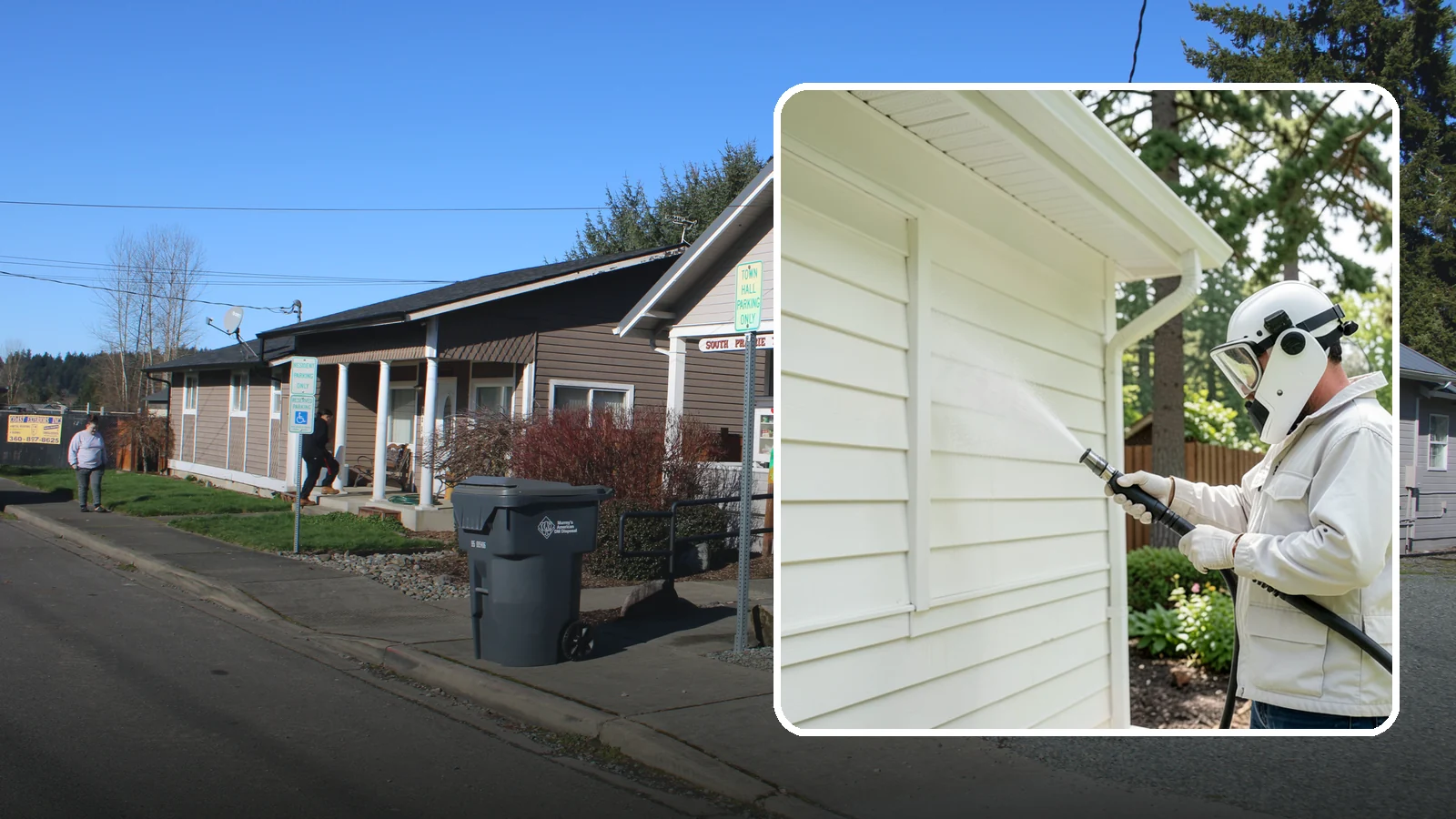 Soft House Washing in South Prairie, Pierce County, WA - Soft house washing uses low pressure and specialized detergents to clean delicate siding without the risk of gouging or water...