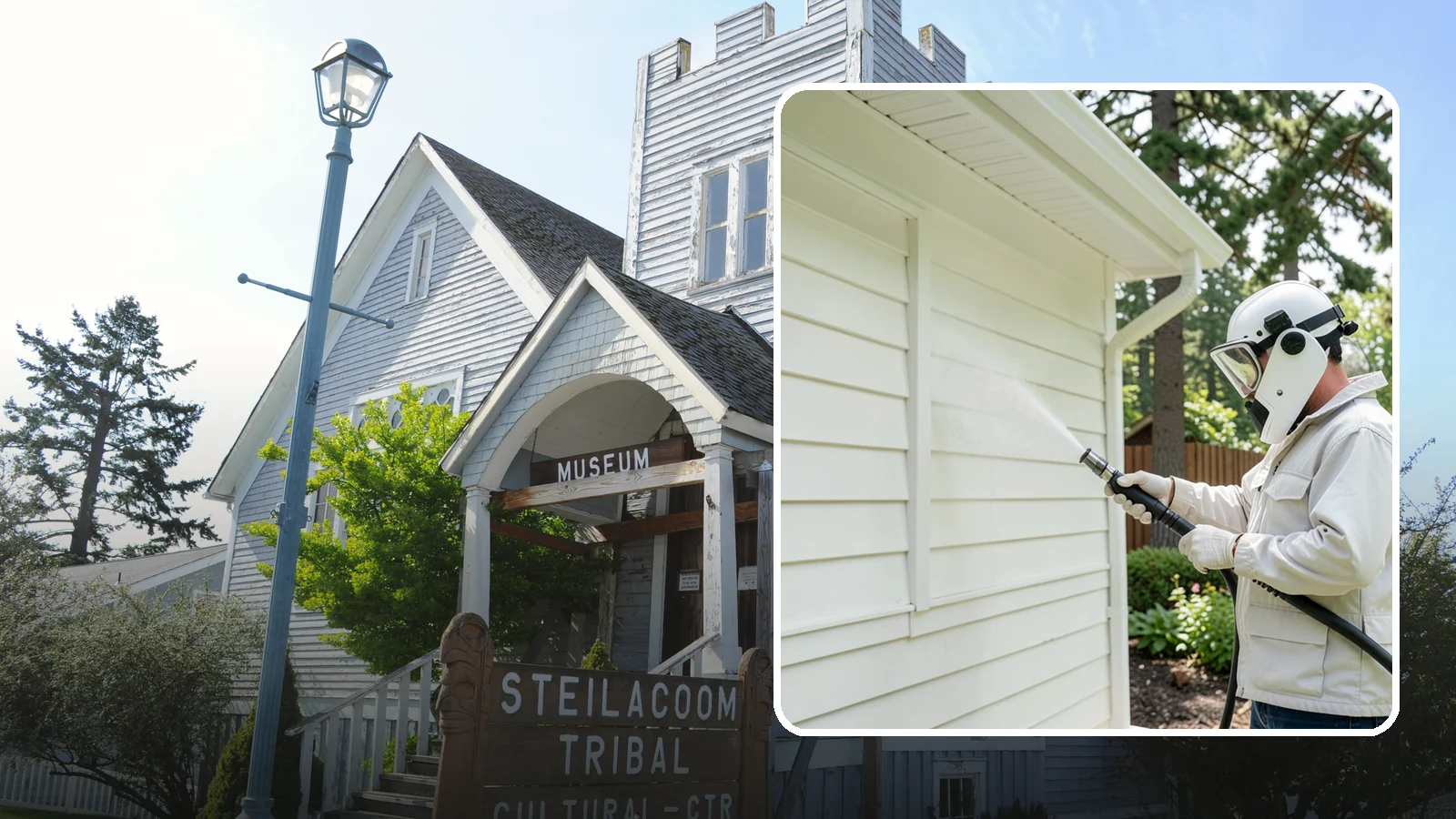 Soft House Washing in Steilacoom, Pierce County, WA - Soft house washing uses low pressure and specialized detergents to clean delicate siding without the risk of gouging or water...