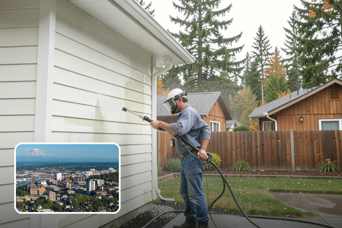 Soft House Washing in Tacoma, Pierce County, WA - Eliminates the danger of water pushed behind siding