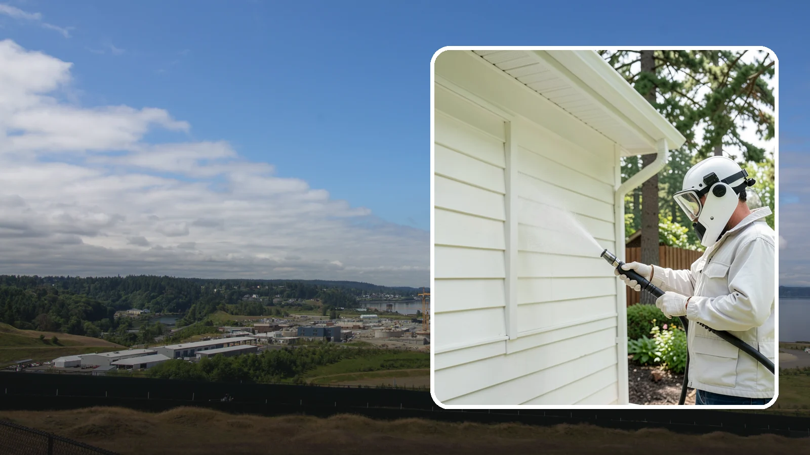 Soft House Washing in University Place, Pierce County, WA - Soft house washing uses low pressure and specialized detergents to clean delicate siding without the risk of gouging or water...