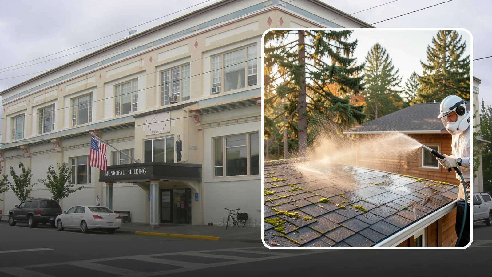 Soft Roof Washing in Anacortes, Skagit County, WA - A gentle low-pressure soft wash that safely removes organic growth from delicate or aging Washington roofs.