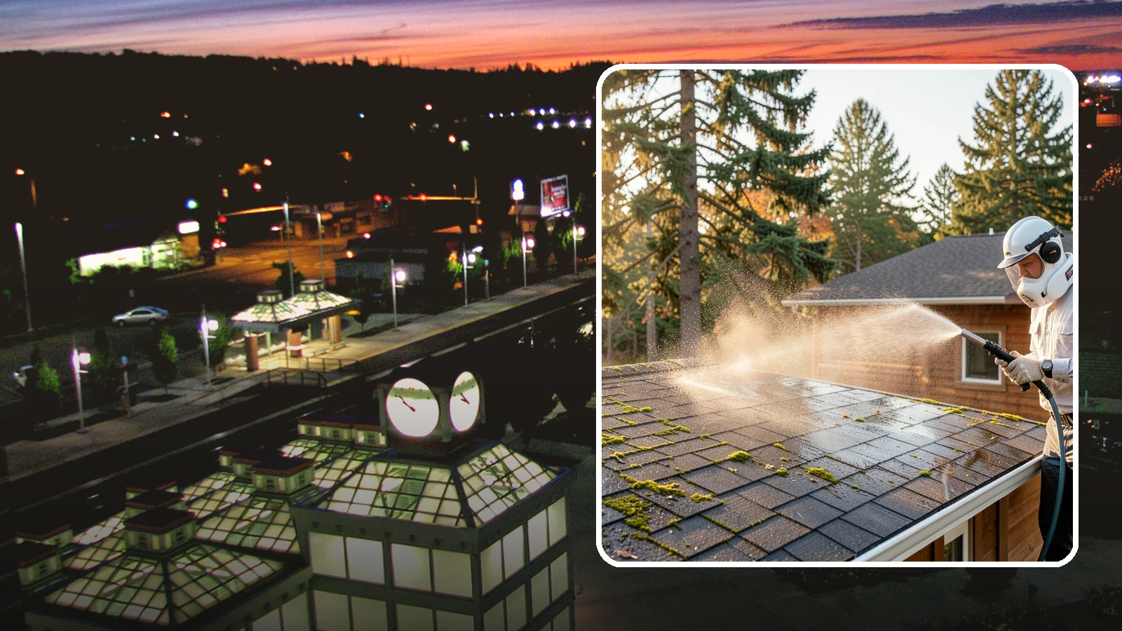 Soft Roof Washing in Auburn, King County, WA - A gentle low-pressure soft wash that safely removes organic growth from delicate or aging Washington roofs.