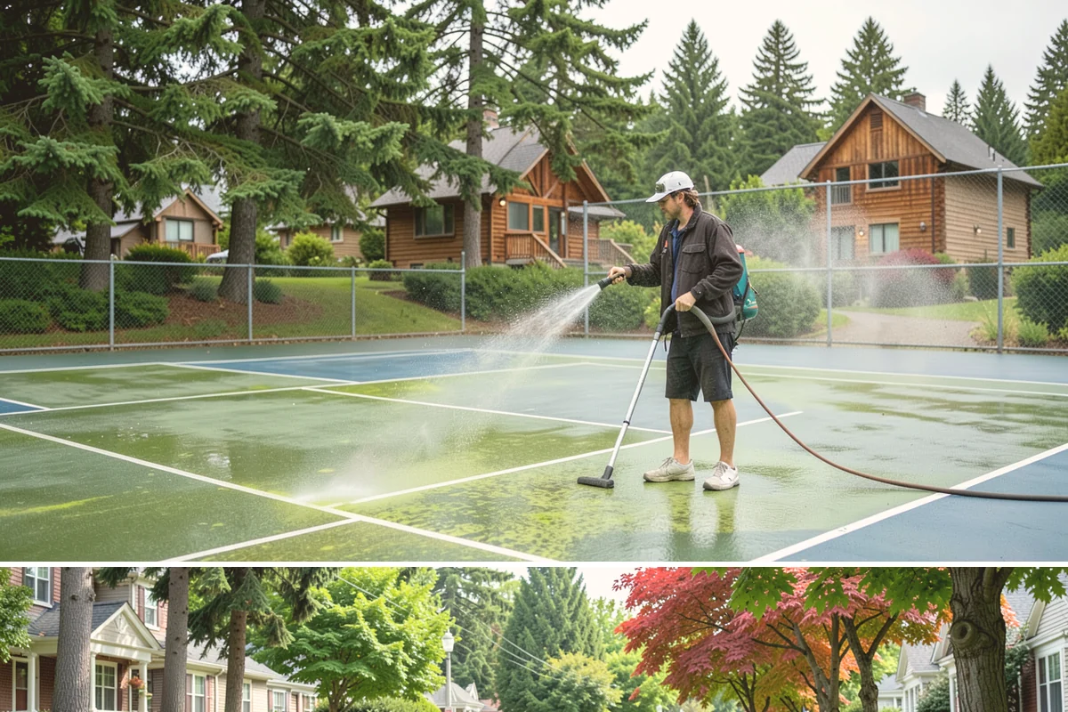 Soft Roof Washing in Beaux Arts Village, King County, WA - Dry, mild days in summer give the soft wash solution ideal conditions to break down growth completely.
