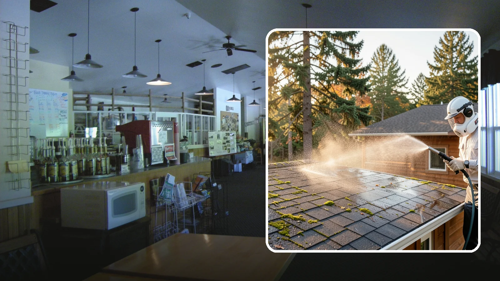 Soft Roof Washing in Black Diamond, King County, WA - A gentle low-pressure soft wash that safely removes organic growth from delicate or aging Washington roofs.