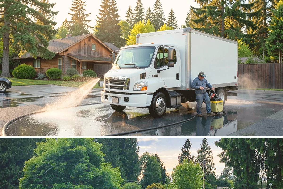 Soft Roof Washing in Bonney Lake, Pierce County, WA - Dry, mild days in summer give the soft wash solution ideal conditions to break down growth completely.