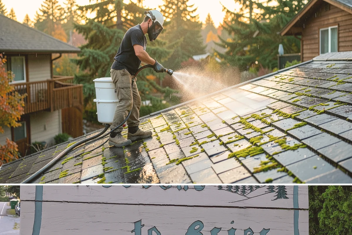 Soft Roof Washing in Brier, Snohomish County, WA - Dry, mild days in summer give the soft wash solution ideal conditions to break down growth completely.