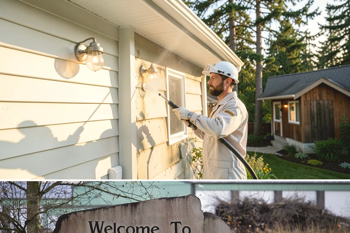 Soft Roof Washing in Buckley, Pierce County, WA - Dry, mild days in summer give the soft wash solution ideal conditions to break down growth completely.