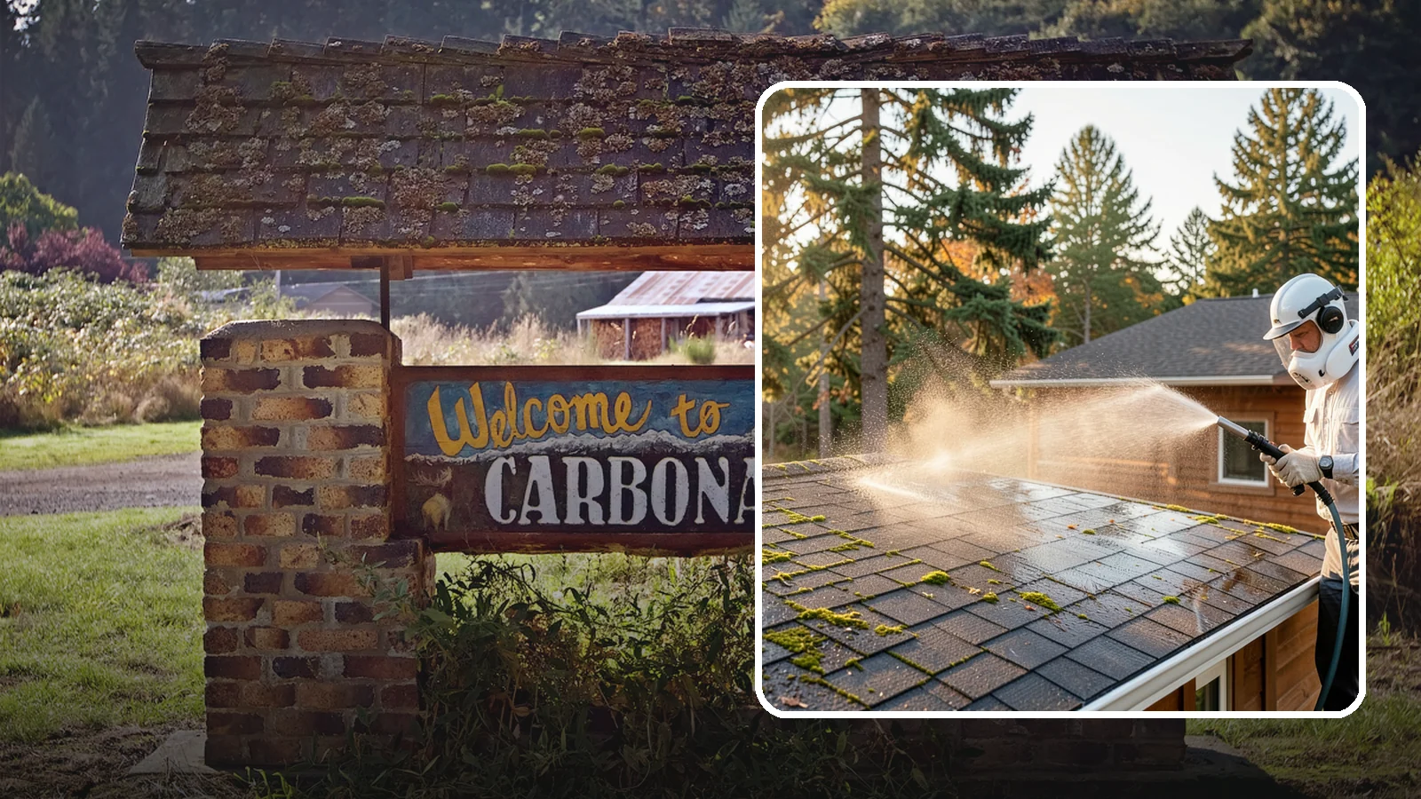Soft Roof Washing in Carbonado, Pierce County, WA - A gentle low-pressure soft wash that safely removes organic growth from delicate or aging Washington roofs.