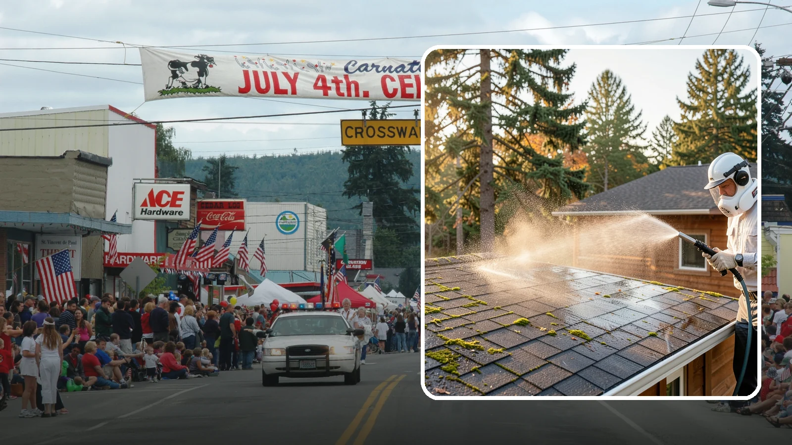 Soft Roof Washing in Carnation, King County, WA - A gentle low-pressure soft wash that safely removes organic growth from delicate or aging Washington roofs.