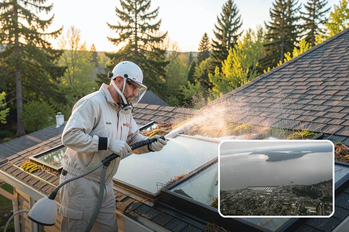 Soft Roof Washing in Des Moines, King County, WA - Preserves shingle granules and manufacturer warranty coverage