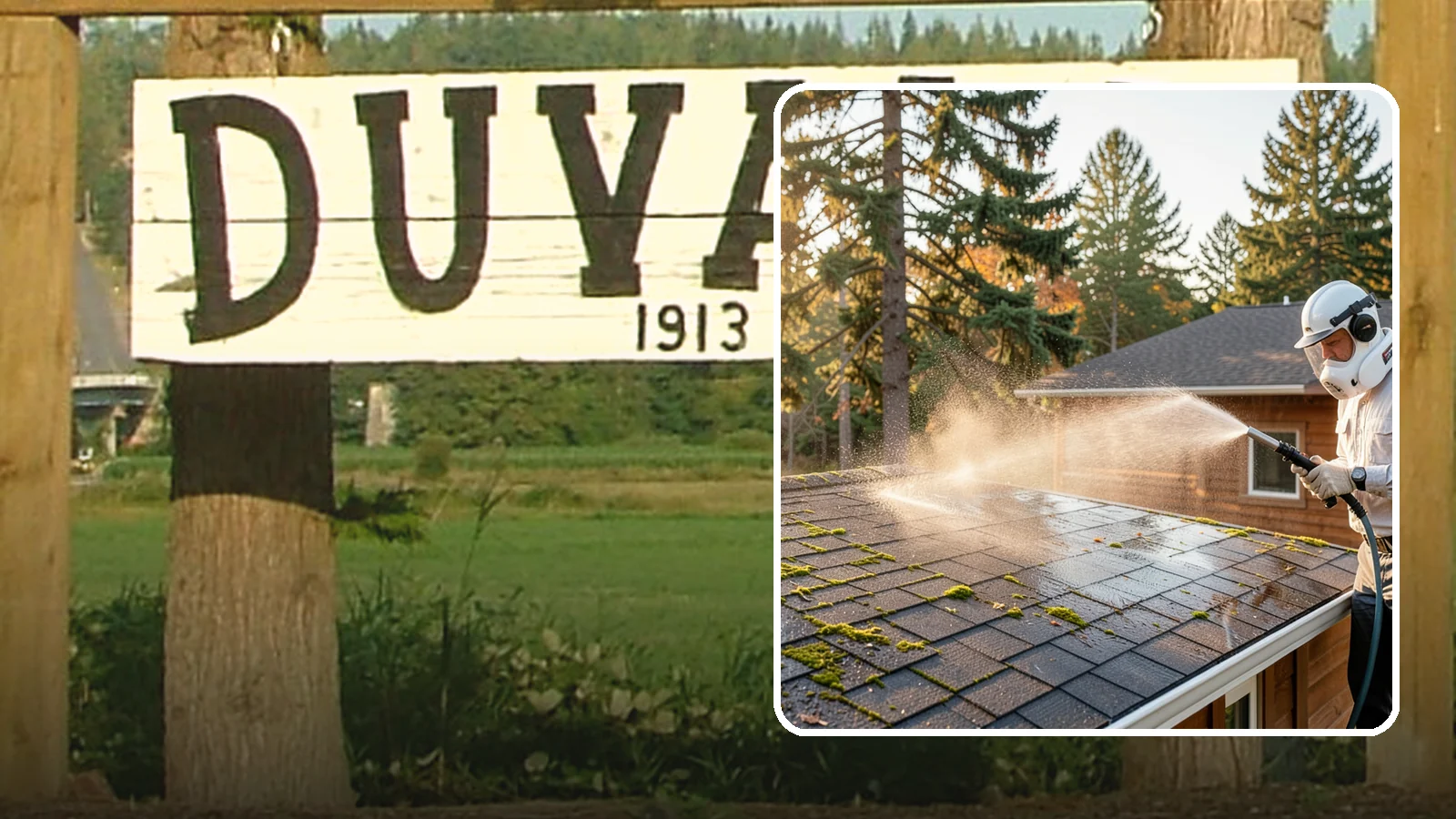 Soft Roof Washing in Duvall, King County, WA - A gentle low-pressure soft wash that safely removes organic growth from delicate or aging Washington roofs.