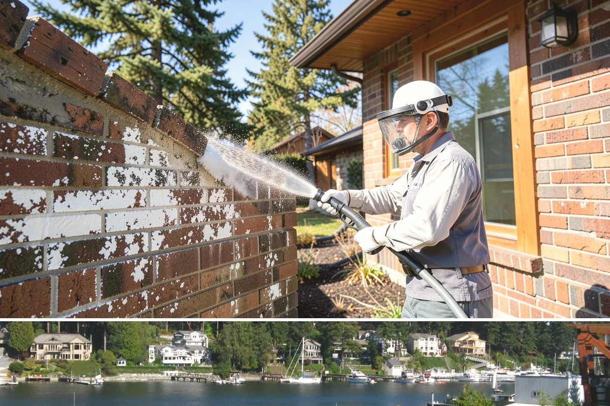 Soft Roof Washing in Gig Harbor, Pierce County, WA - Dry, mild days in summer give the soft wash solution ideal conditions to break down growth completely.
