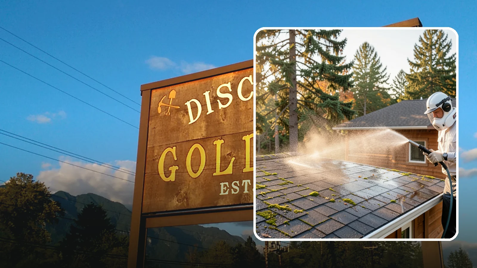 Soft Roof Washing in Gold Bar, Snohomish County, WA - A gentle low-pressure soft wash that safely removes organic growth from delicate or aging Washington roofs.
