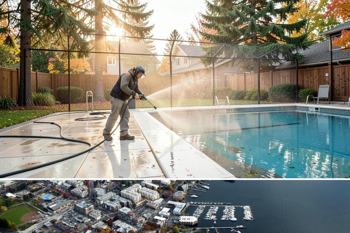 Soft Roof Washing in Kirkland, King County, WA - Dry, mild days in summer give the soft wash solution ideal conditions to break down growth completely.