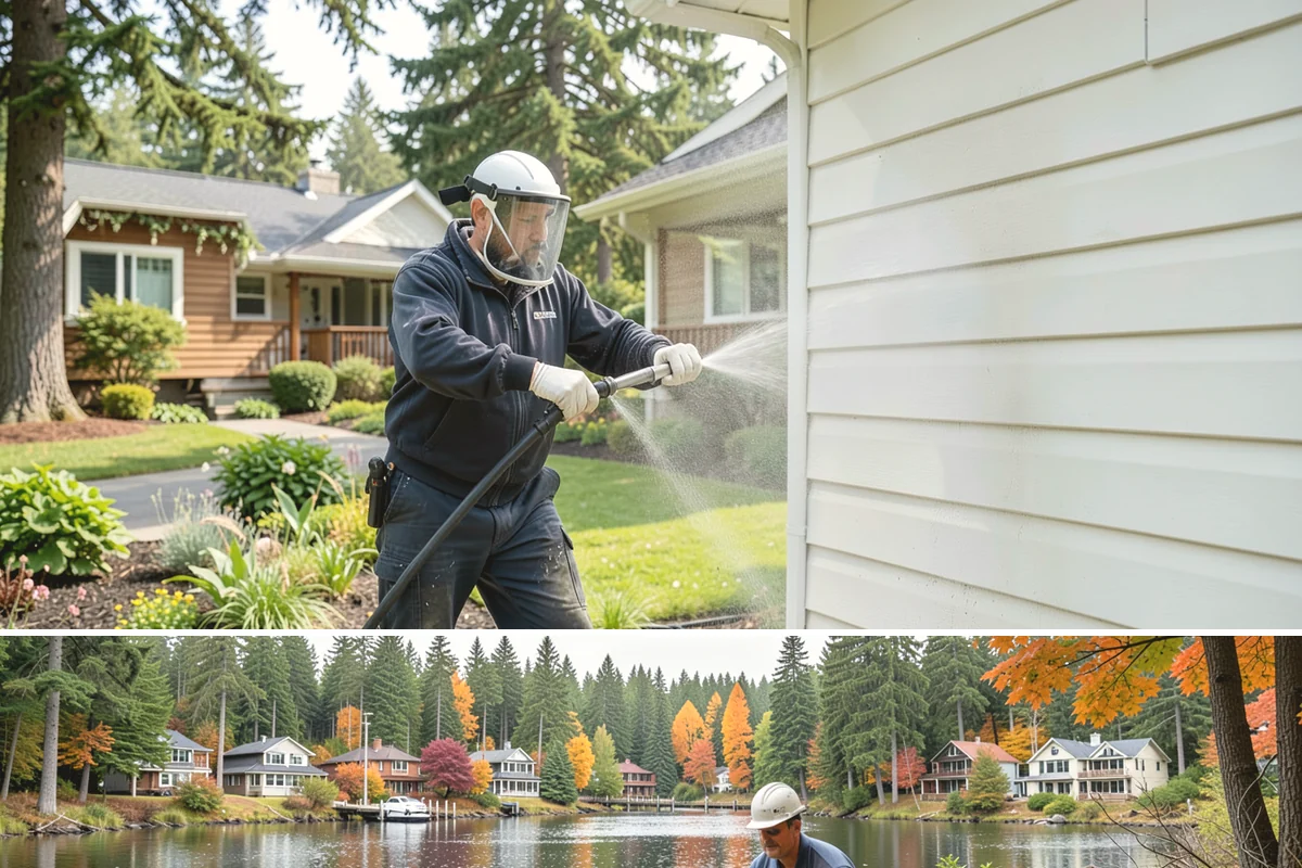 Soft Roof Washing in La Conner, Skagit County, WA - Dry, mild days in summer give the soft wash solution ideal conditions to break down growth completely.