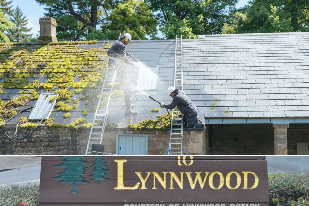 Soft Roof Washing in Lynnwood, Snohomish County, WA - Dry, mild days in summer give the soft wash solution ideal conditions to break down growth completely.