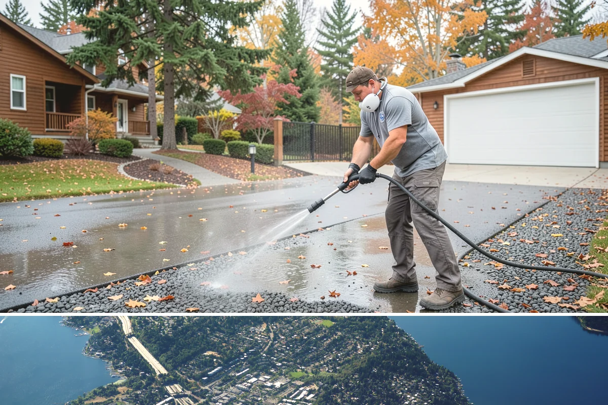 Soft Roof Washing in Mercer Island, King County, WA - Dry, mild days in summer give the soft wash solution ideal conditions to break down growth completely.