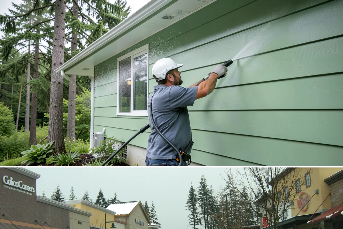 Soft Roof Washing in Mill Creek, Snohomish County, WA - Dry, mild days in summer give the soft wash solution ideal conditions to break down growth completely.