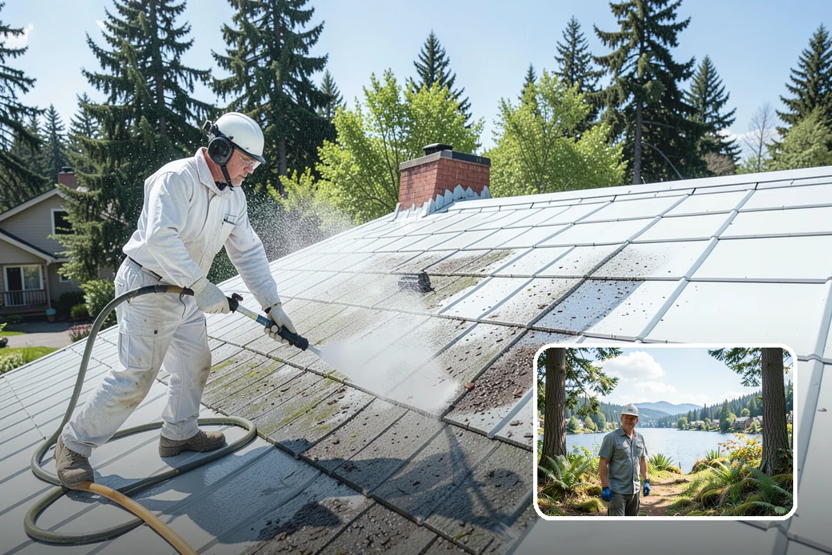 Soft Roof Washing in Milton, King County, WA - Preserves shingle granules and manufacturer warranty coverage
