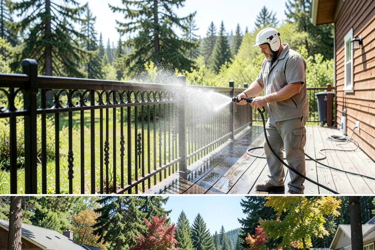 Soft Roof Washing in Orting, Pierce County, WA - Dry, mild days in summer give the soft wash solution ideal conditions to break down growth completely.