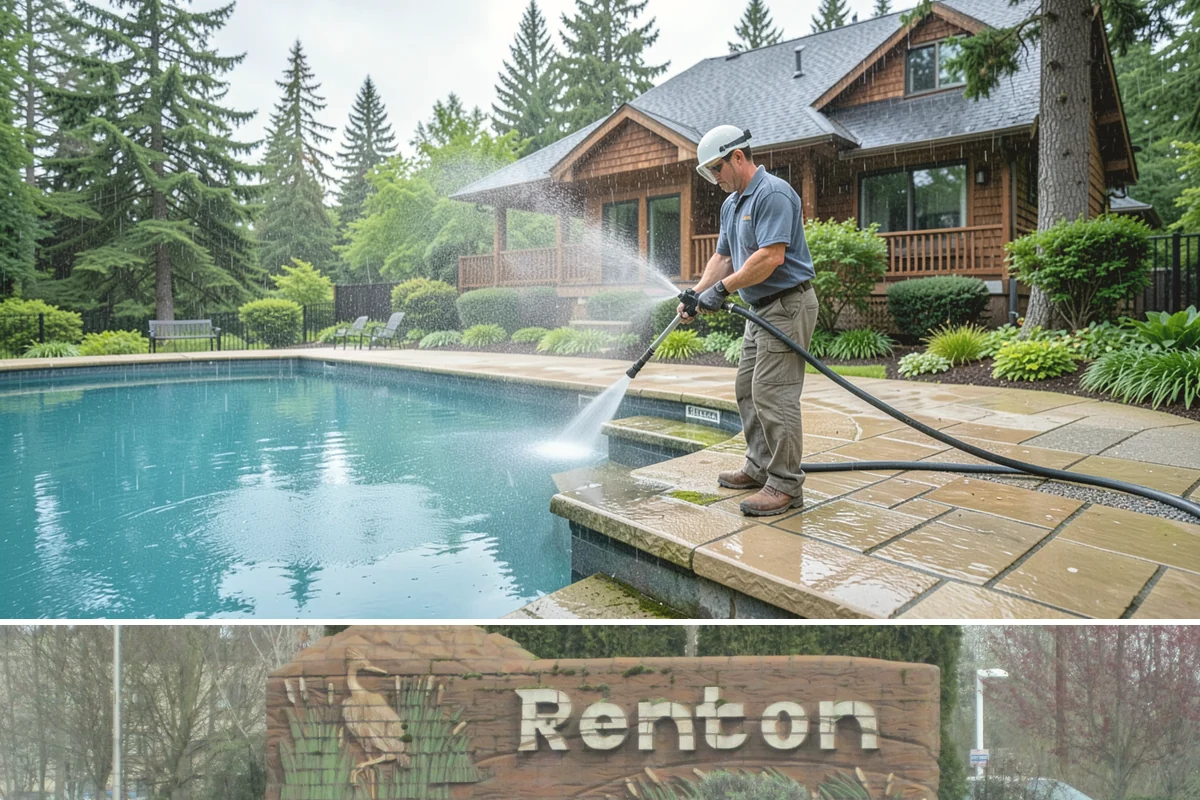 Soft Roof Washing in Renton, King County, WA - Dry, mild days in summer give the soft wash solution ideal conditions to break down growth completely.