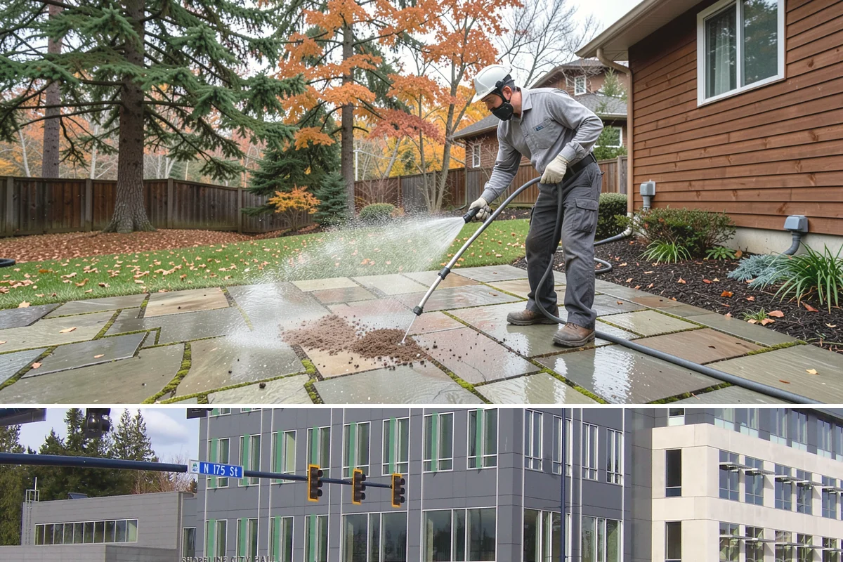 Soft Roof Washing in Shoreline, King County, WA - Dry, mild days in summer give the soft wash solution ideal conditions to break down growth completely.