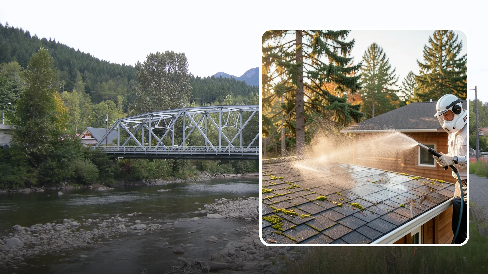 Soft Roof Washing in Skykomish, King County, WA - A gentle low-pressure soft wash that safely removes organic growth from delicate or aging Washington roofs.