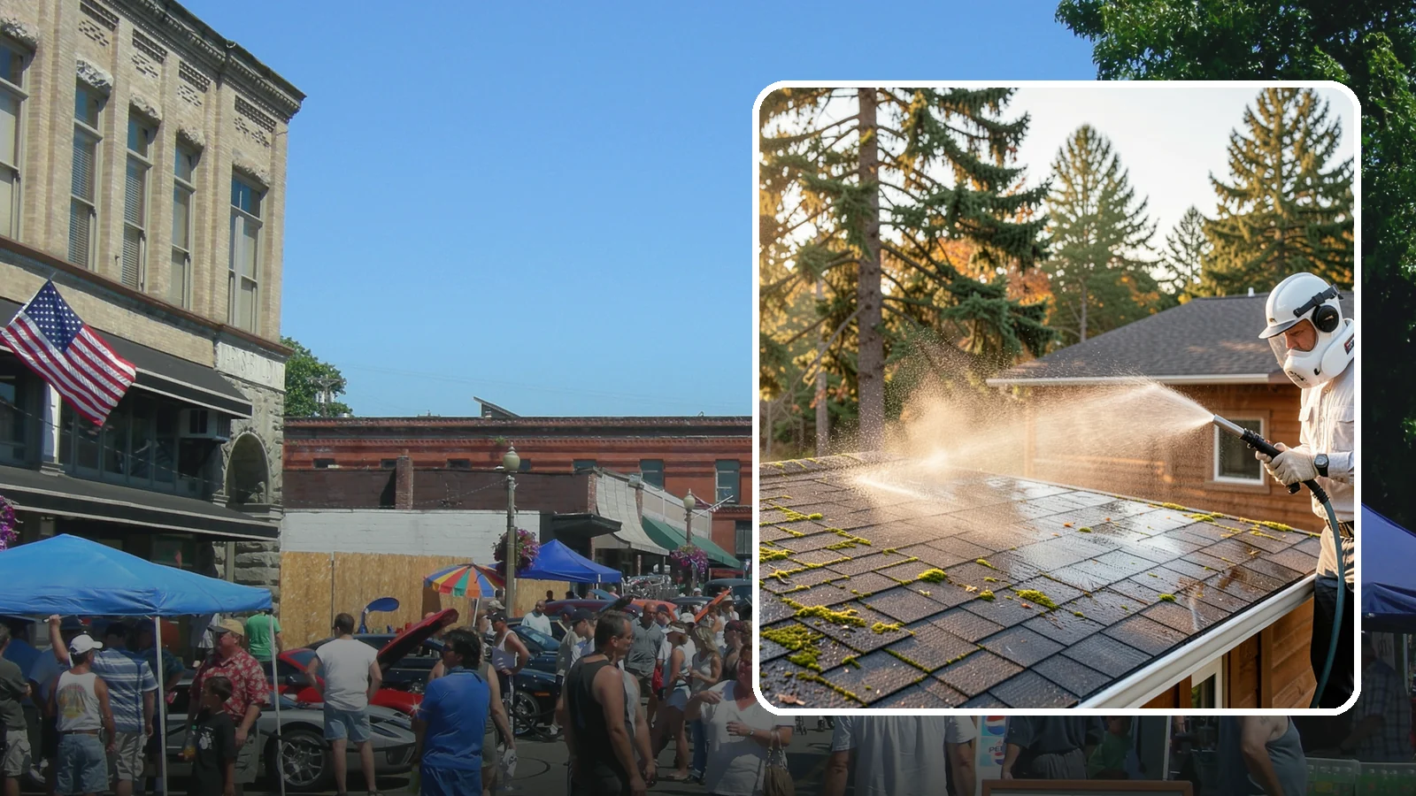 Soft Roof Washing in Snohomish, Snohomish County, WA - A gentle low-pressure soft wash that safely removes organic growth from delicate or aging Washington roofs.