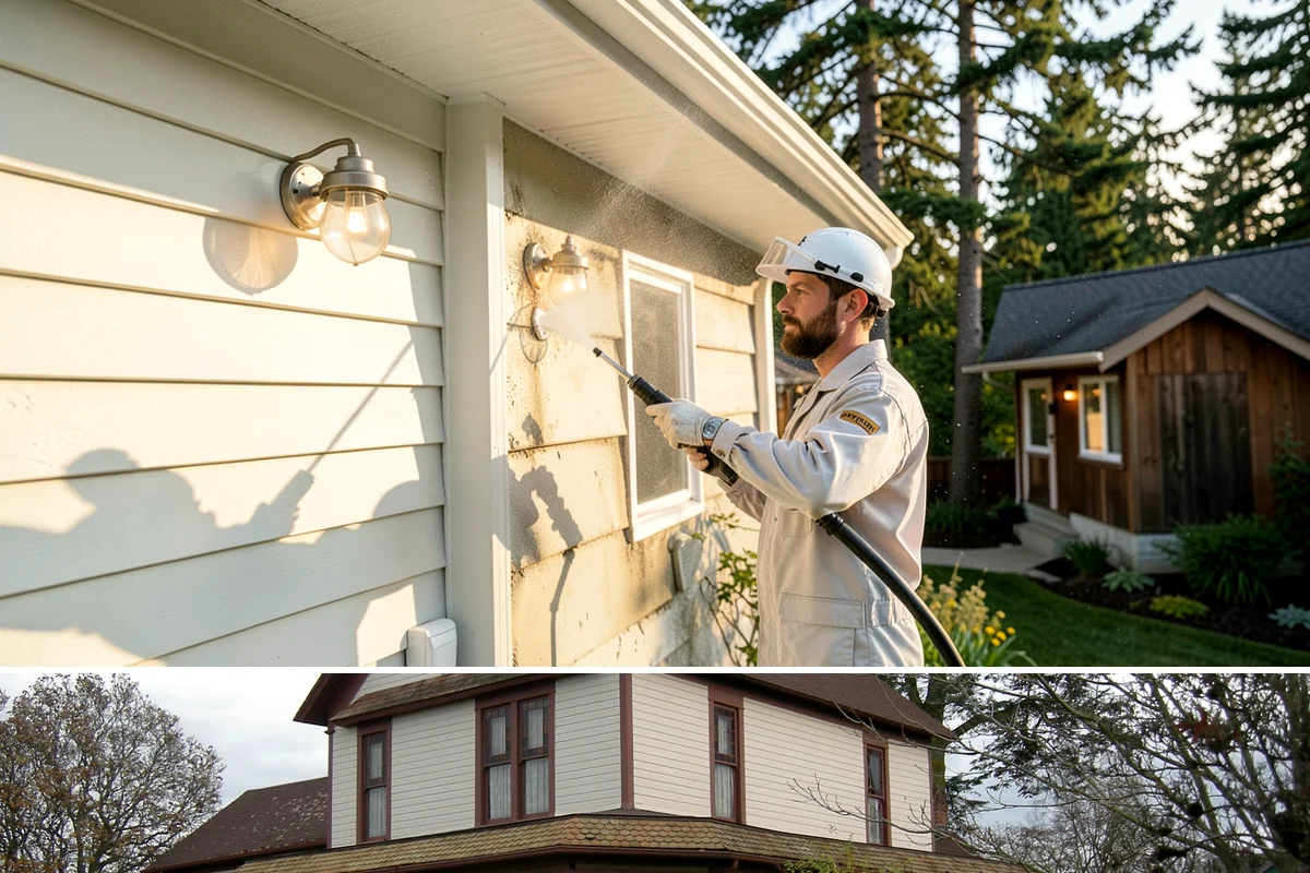 Soft Roof Washing in Sumner, Pierce County, WA - Dry, mild days in summer give the soft wash solution ideal conditions to break down growth completely.
